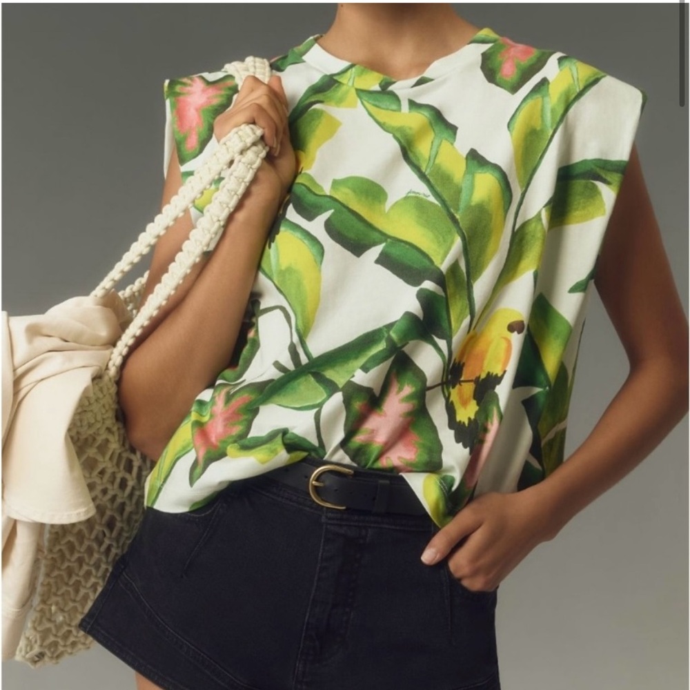 BNWT Farm Rio summer foliage tshirt small muscle tee